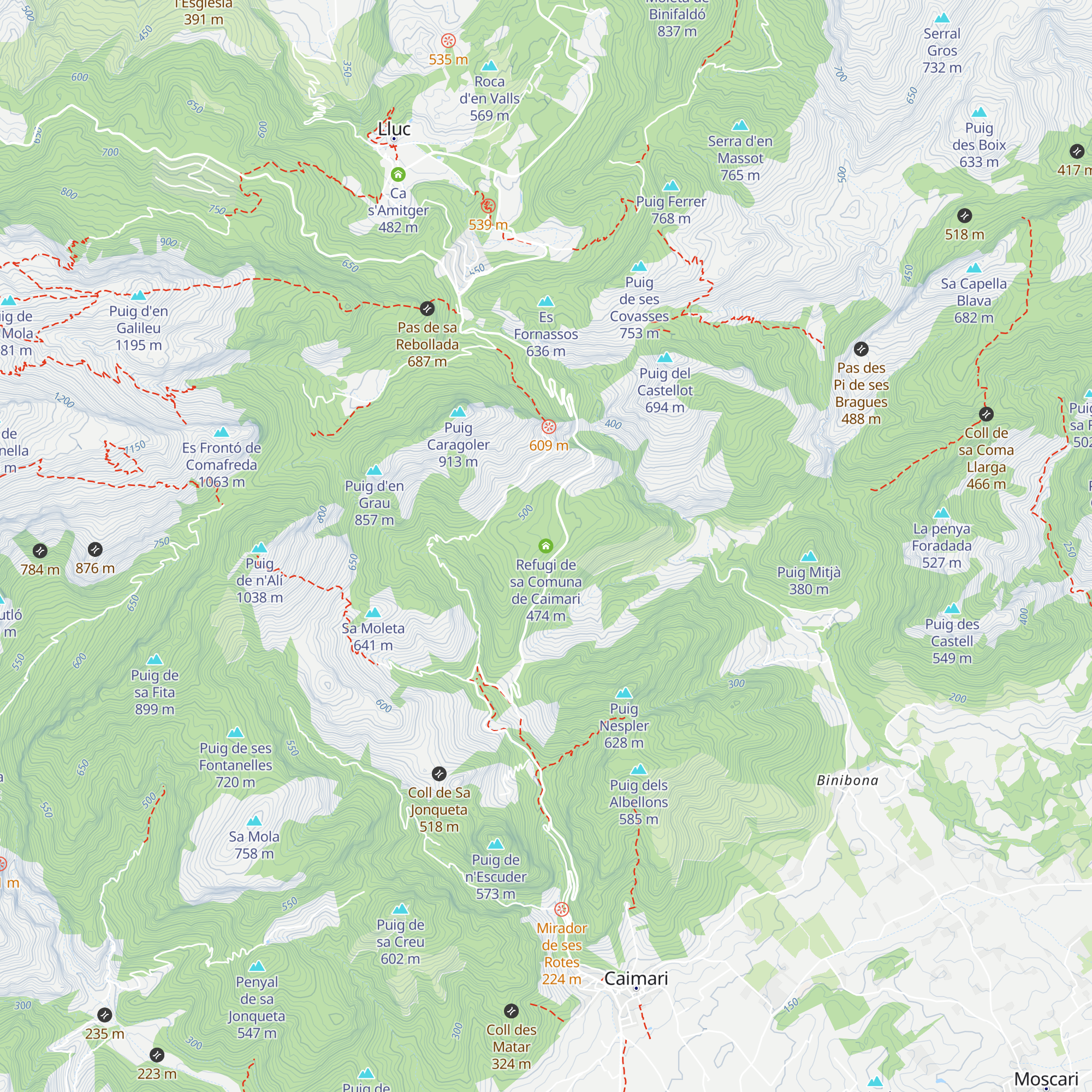 Refugi de sa Comuna de Caimari map
