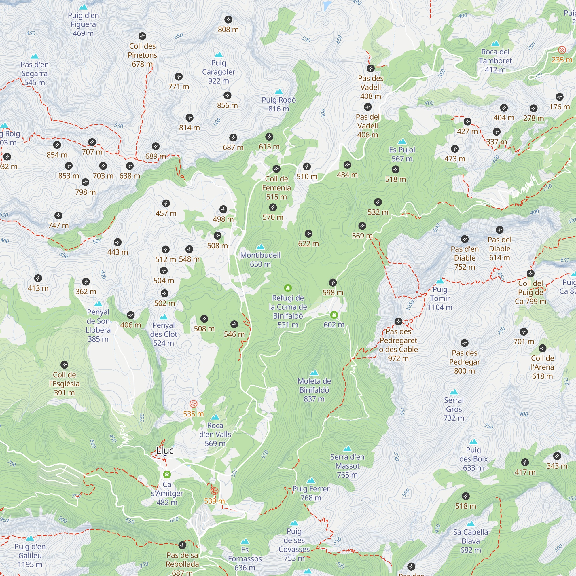 Refugi de la Coma de Binifaldó map