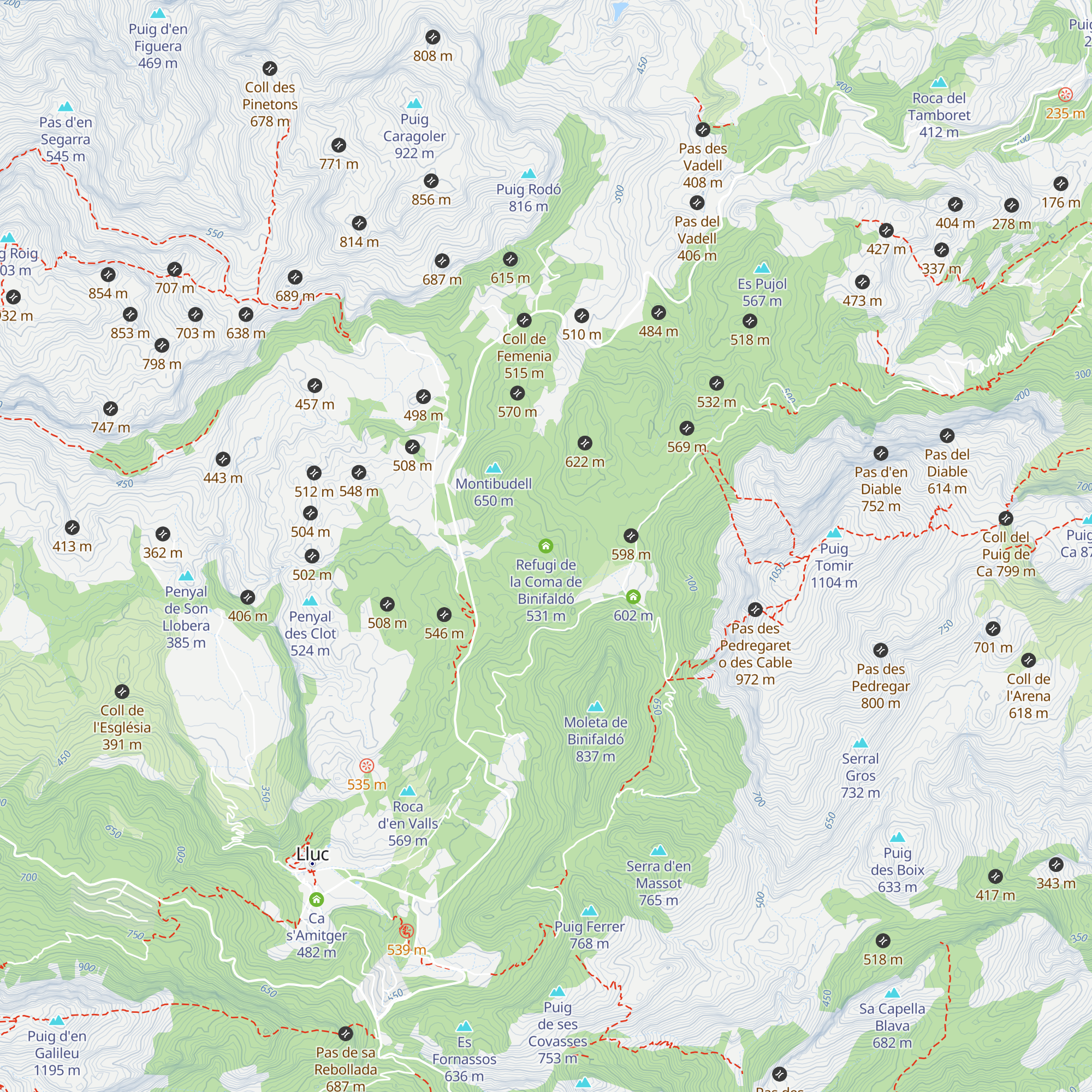Refugi de la Coma de Binifaldó map