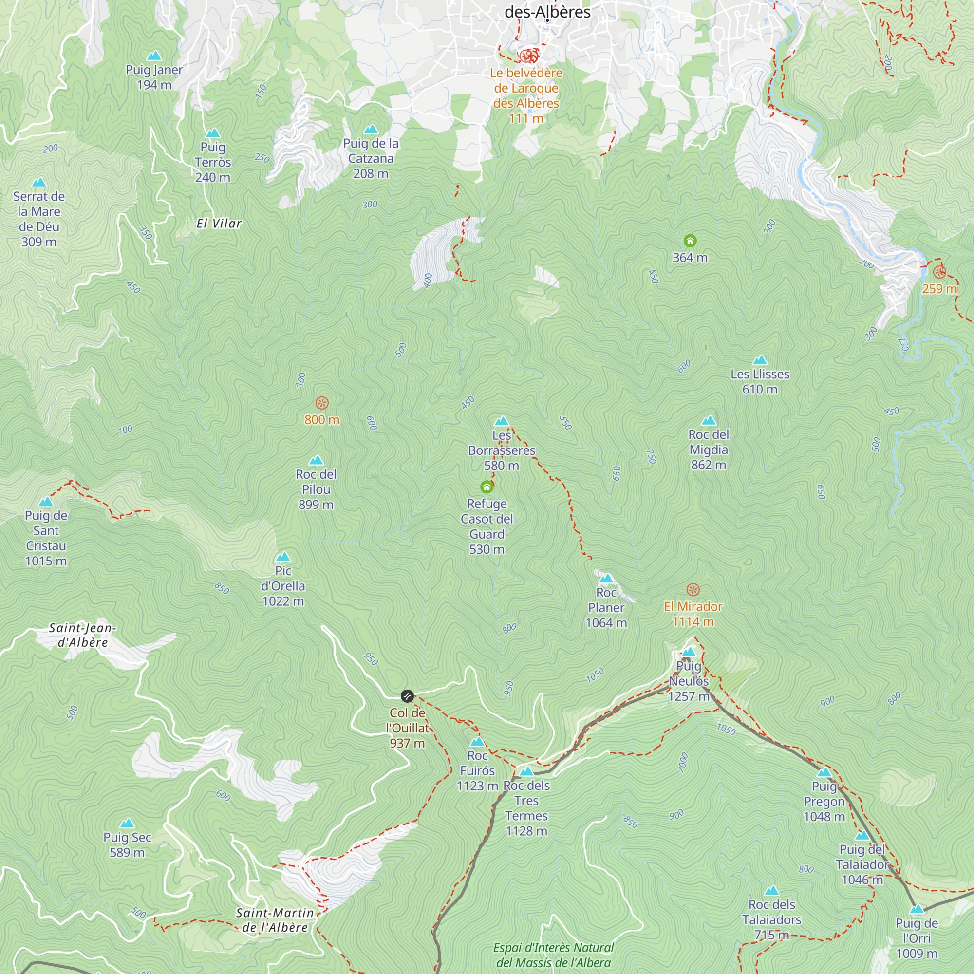 Refuge Casot del Guard map