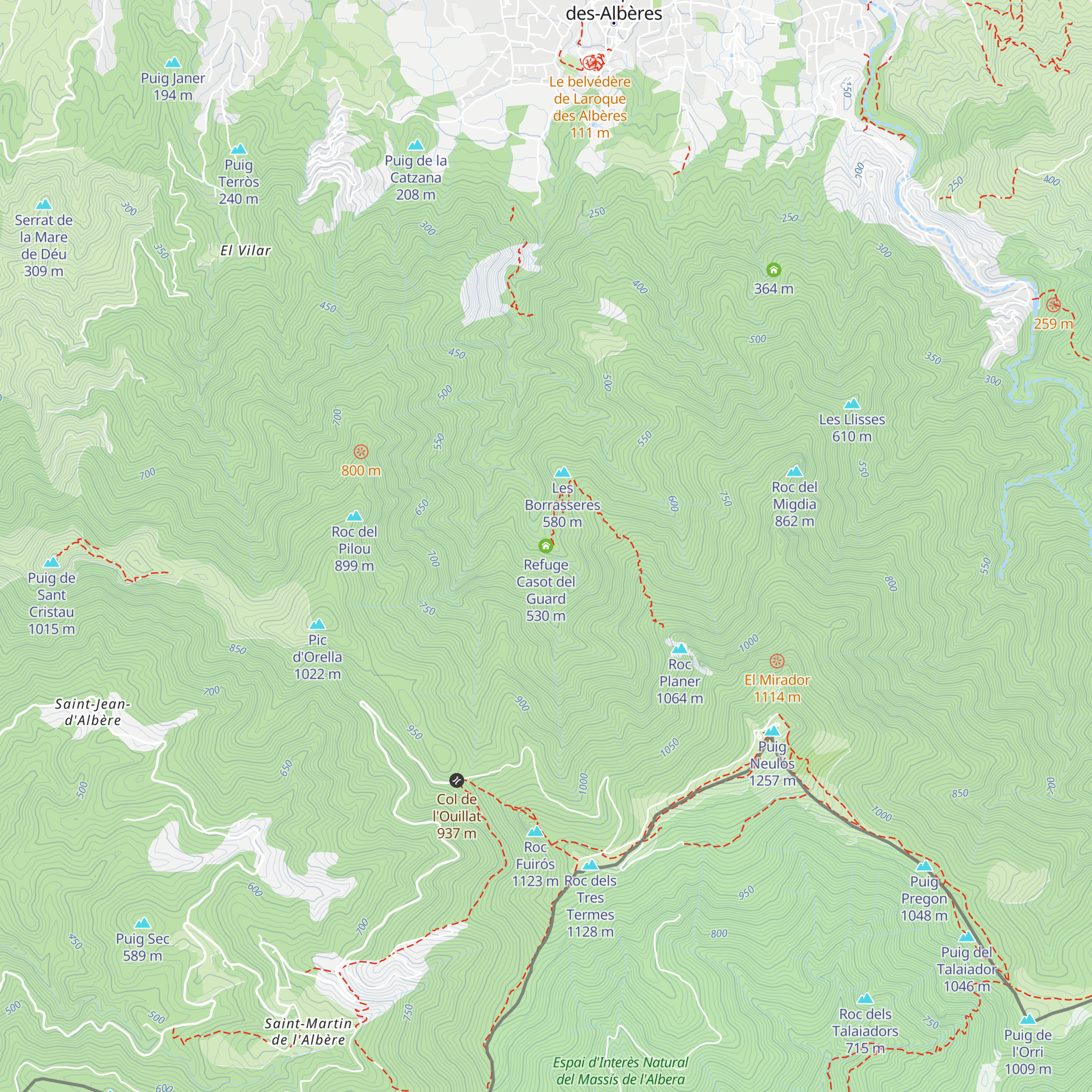 Refuge Casot del Guard map