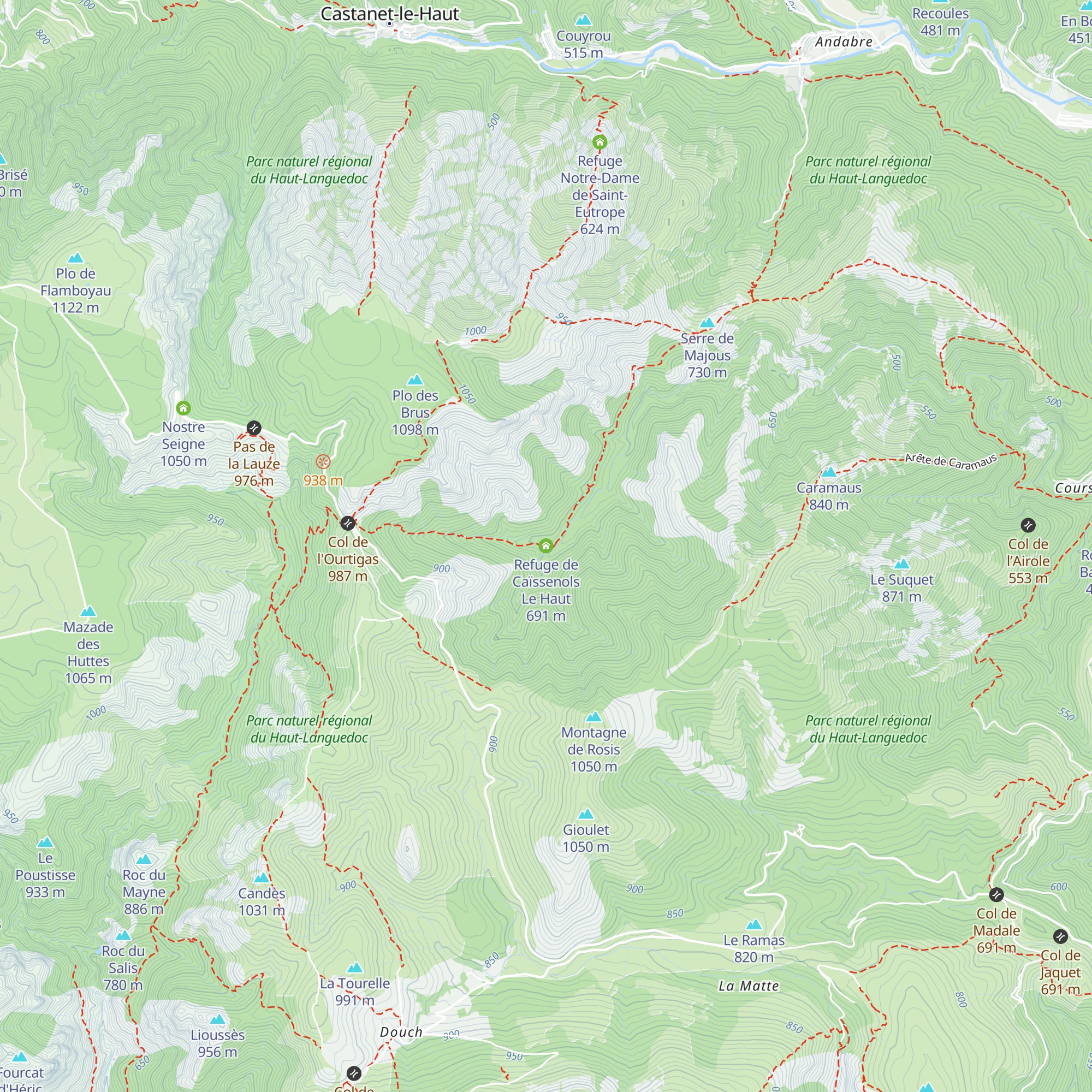 Refuge de Caïssenols Le Haut map