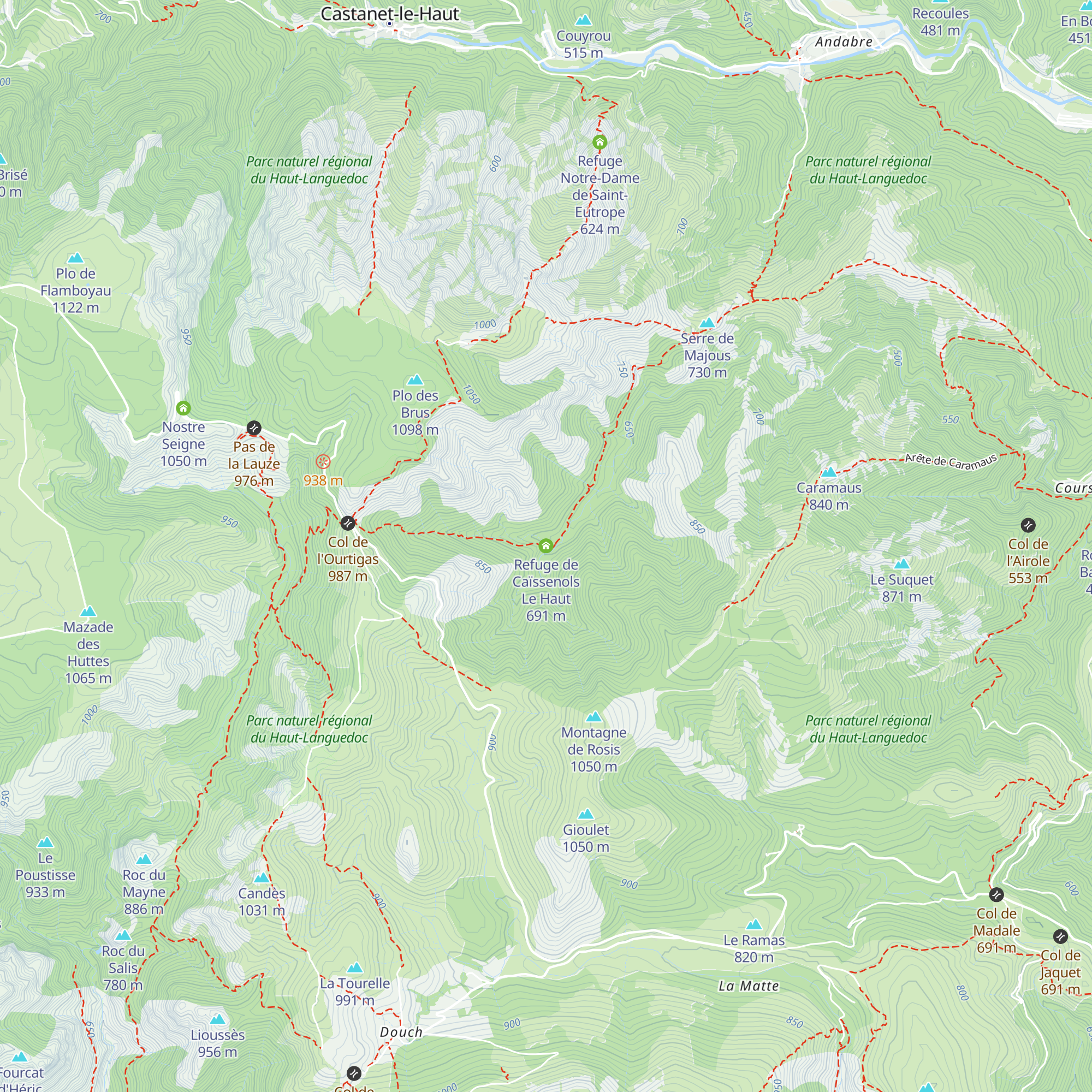 Refuge de Caïssenols Le Haut map