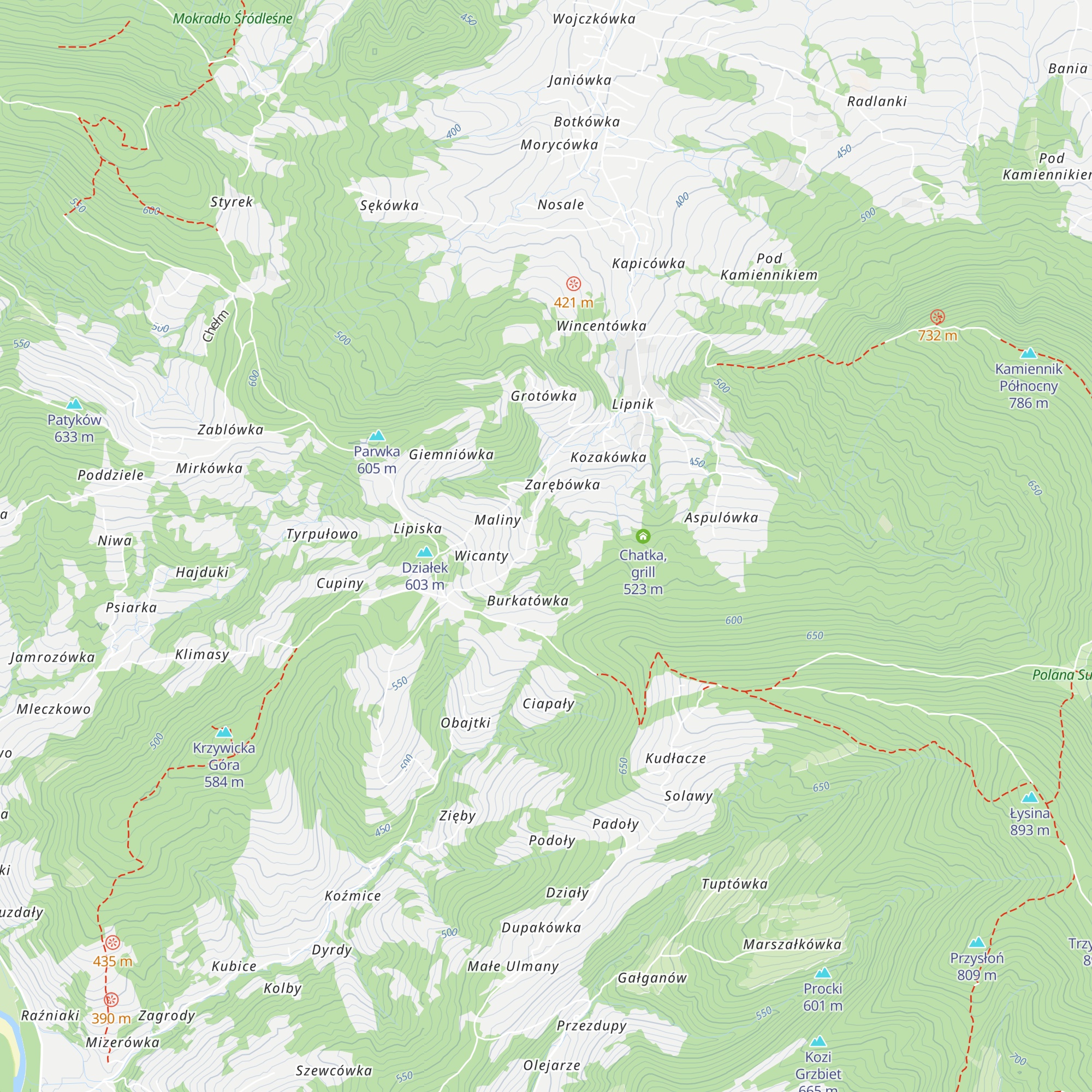 Chata Pod Lasem map