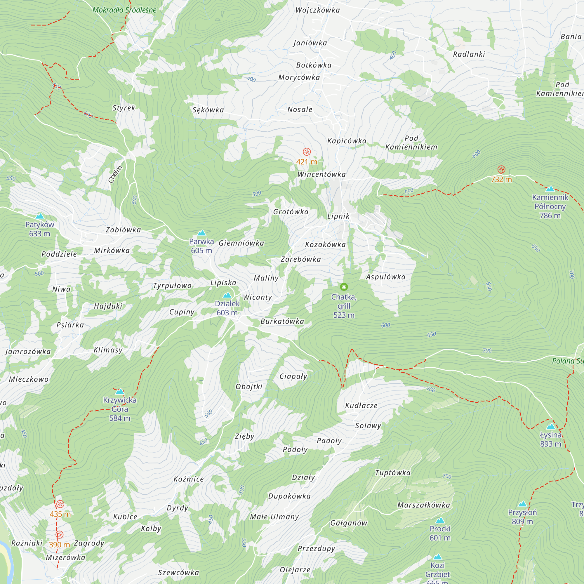 Chata Pod Lasem map