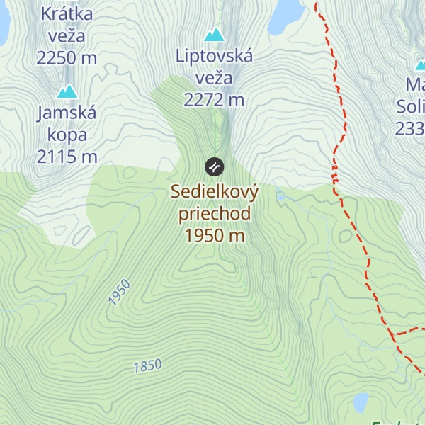 Map of Sedielková kopa