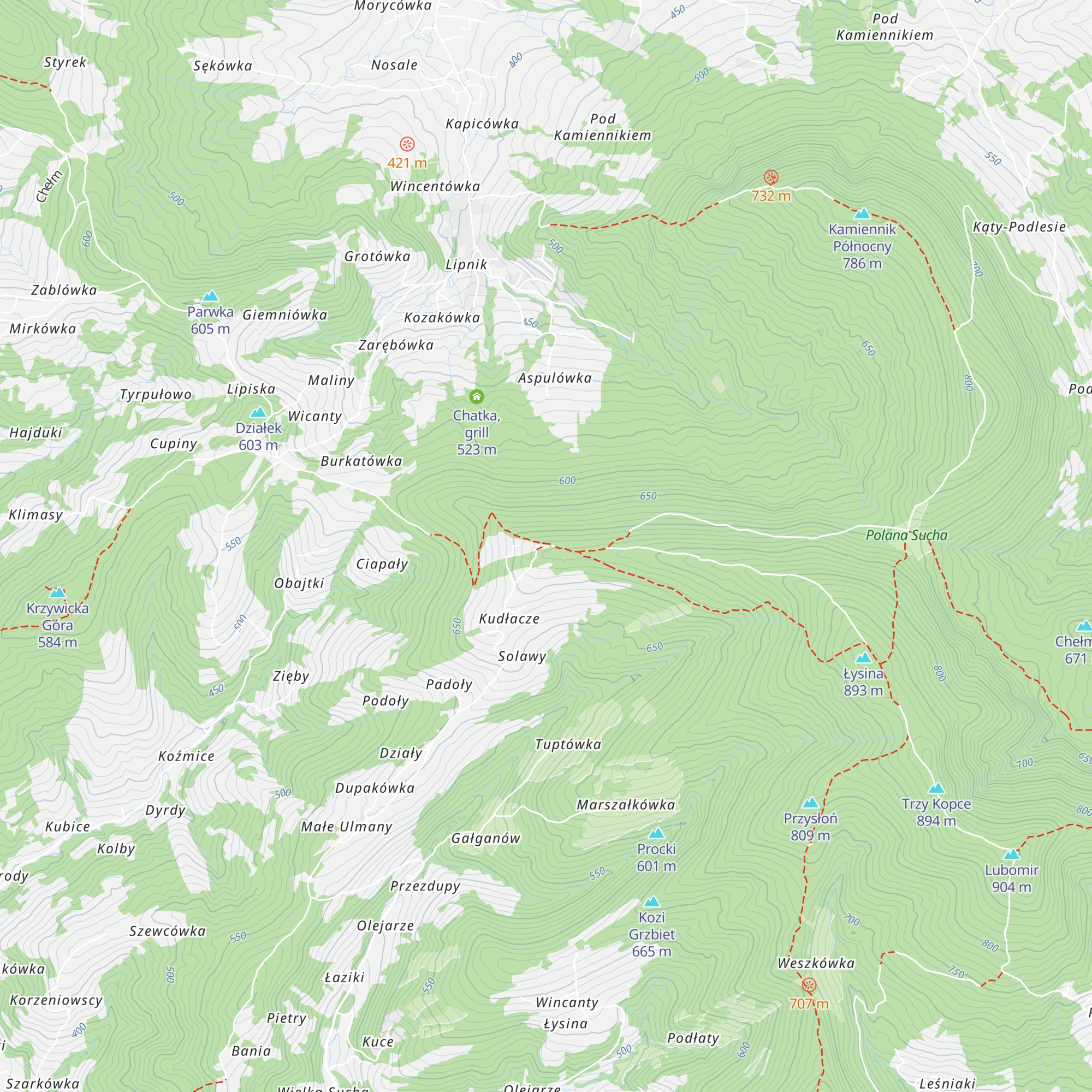 Schronisko PTTK na Kudłaczach map