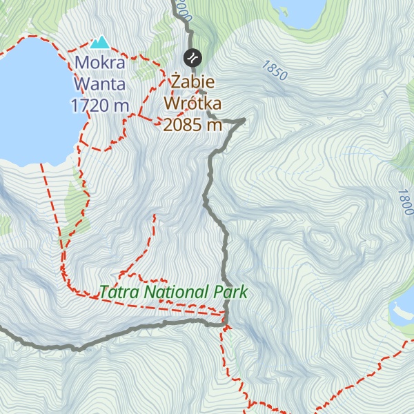 Map of Niżne Rysy, Skrajna Turnia / Malé Rysy, Predná veža
