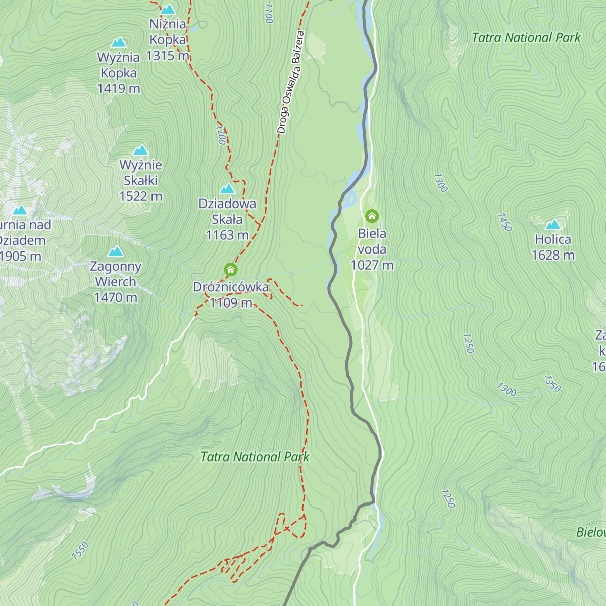 Schronisko PTTK w Dolinie Roztoki map