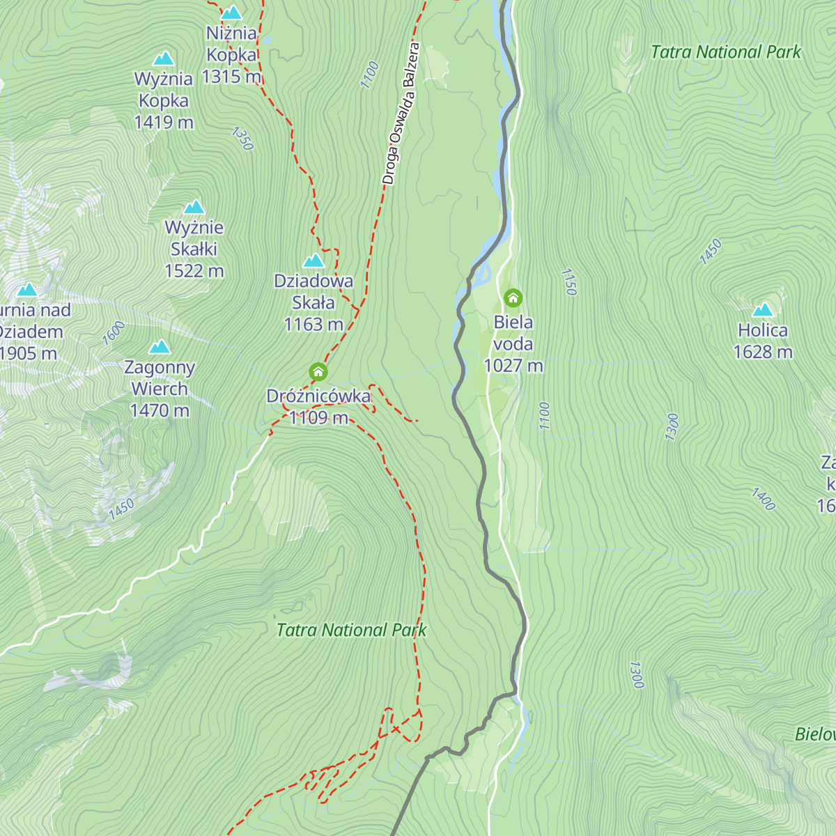 Schronisko PTTK w Dolinie Roztoki map