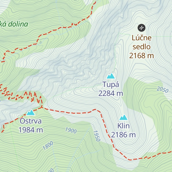 Map of Tupý hrb