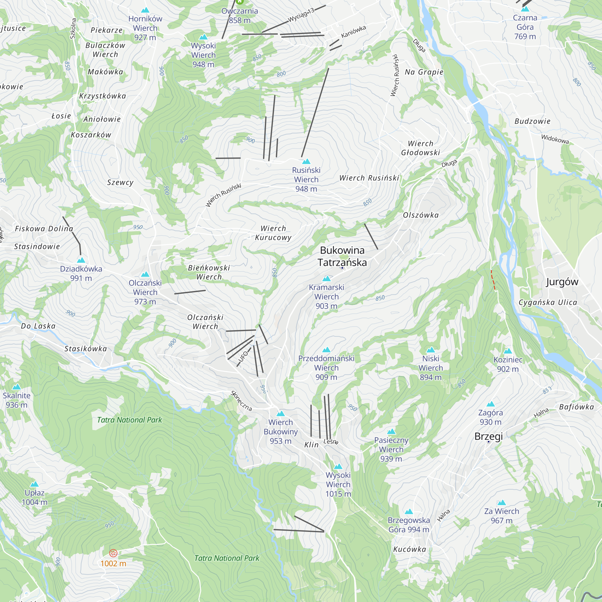Schronisko Bukowina map