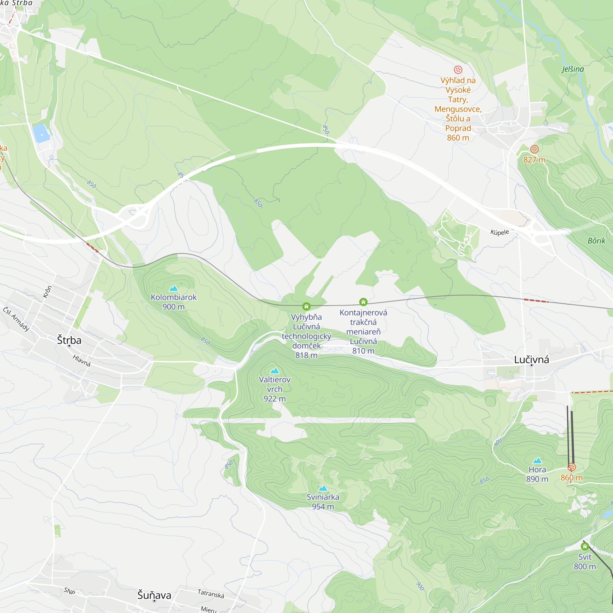 Výhybňa Lučivná technologický domček map