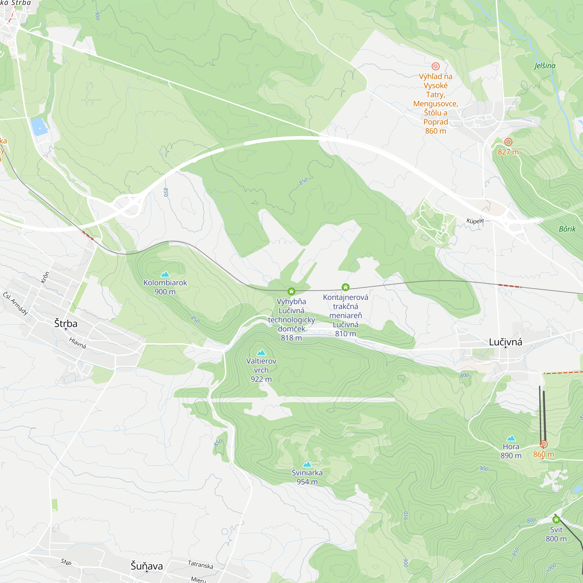 Výhybňa Lučivná technologický domček map