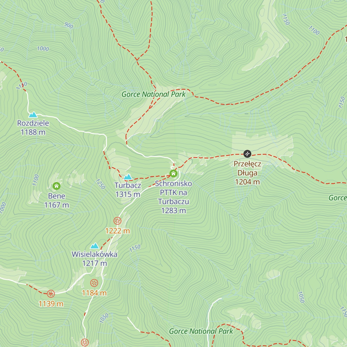 Schronisko PTTK na Turbaczu map