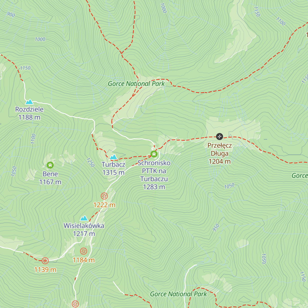 Schronisko PTTK na Turbaczu map