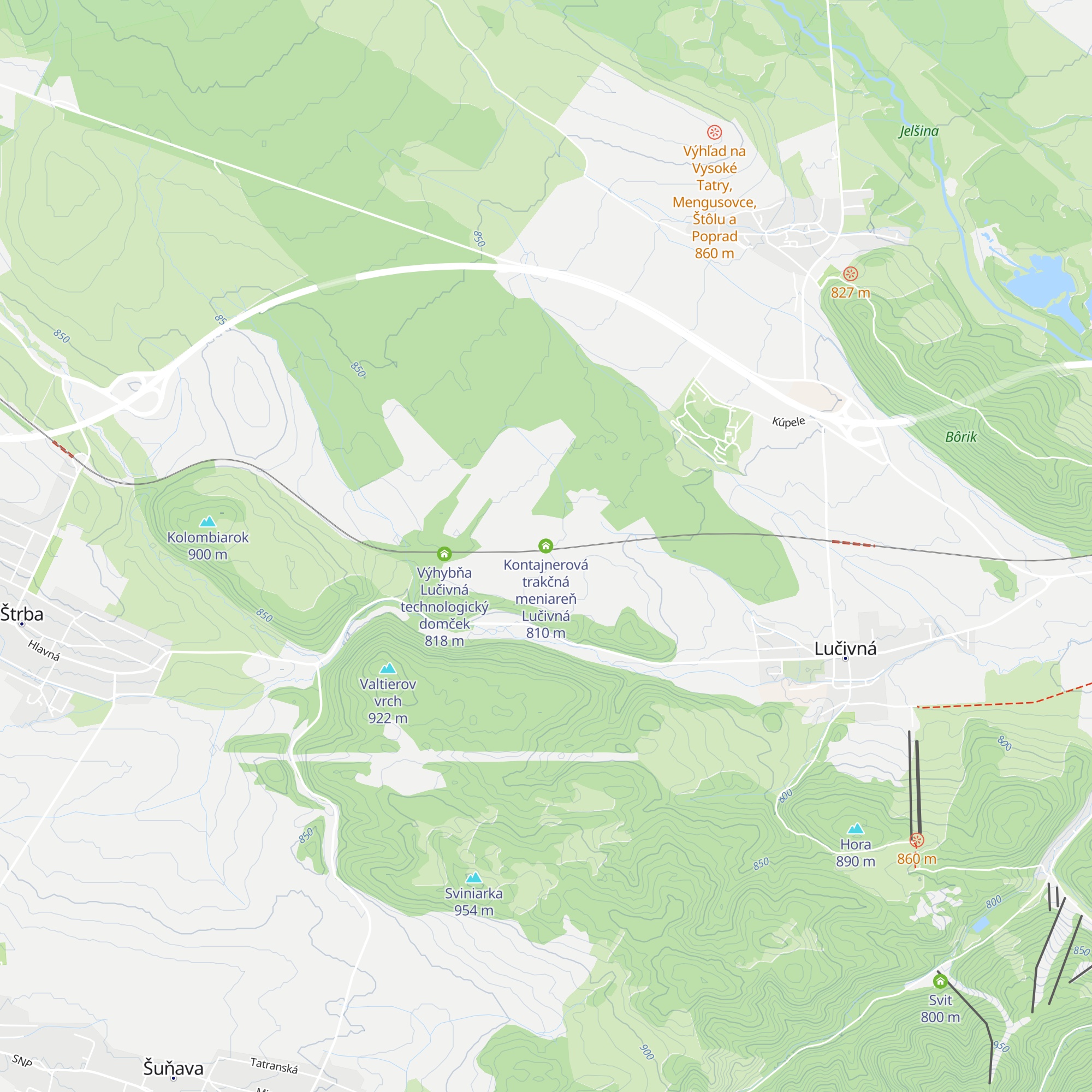 Kontajnerová trakčná meniareň Lučivná map