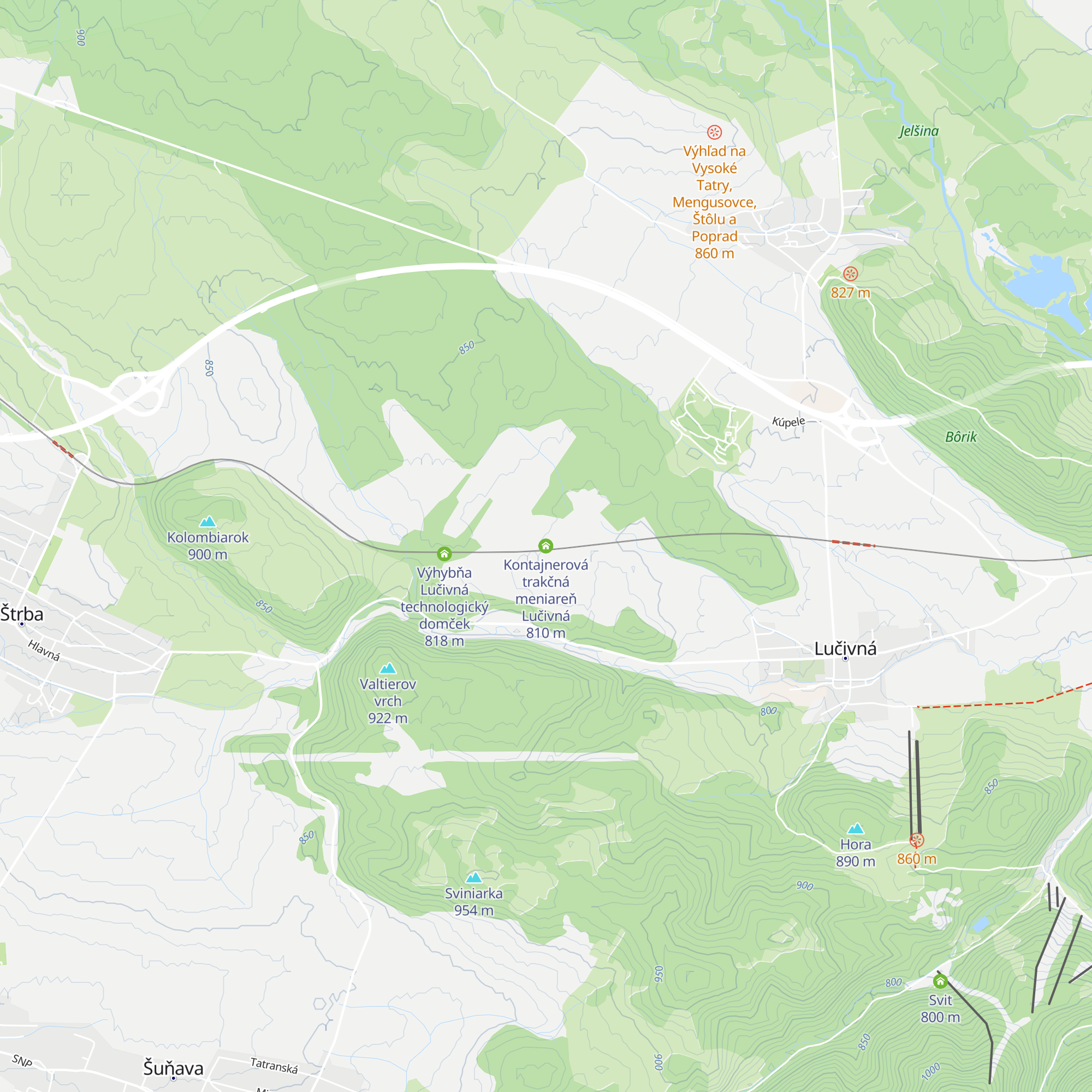 Kontajnerová trakčná meniareň Lučivná map