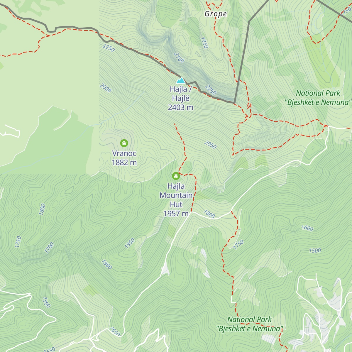 Hajla Mountain Hut map