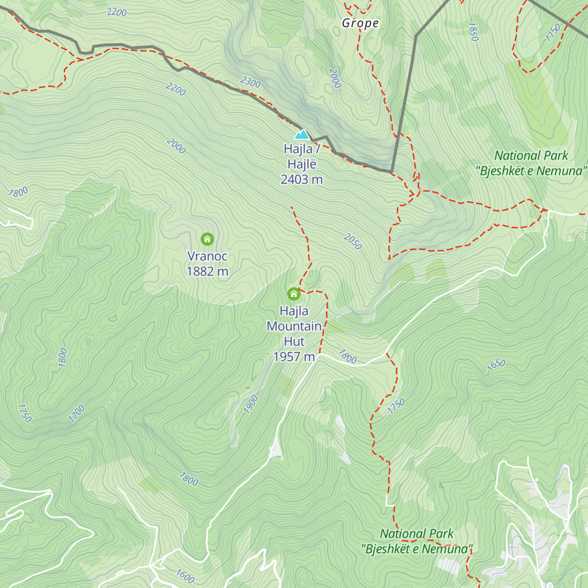 Hajla Mountain Hut map