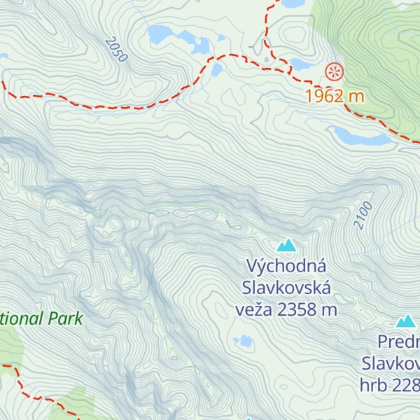 Map of Západná Slavkovská veža