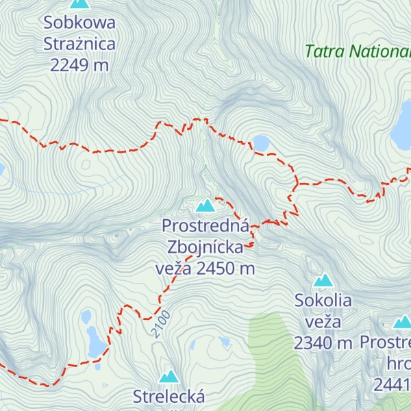 Map of Prostredná Zbojnícka veža