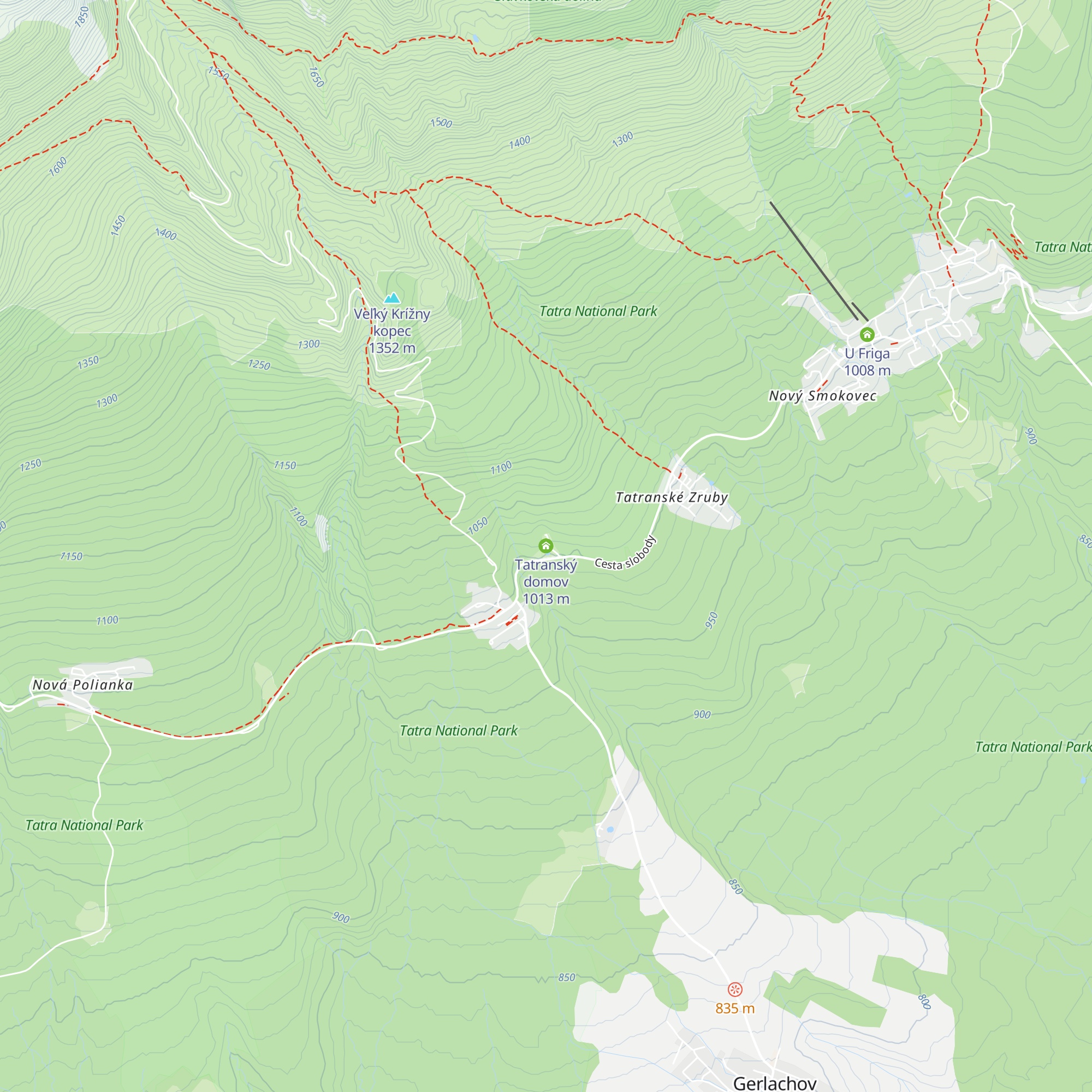 Tatranský domov map