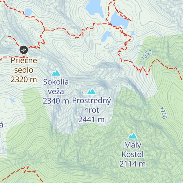 Map of Prostredný hrot