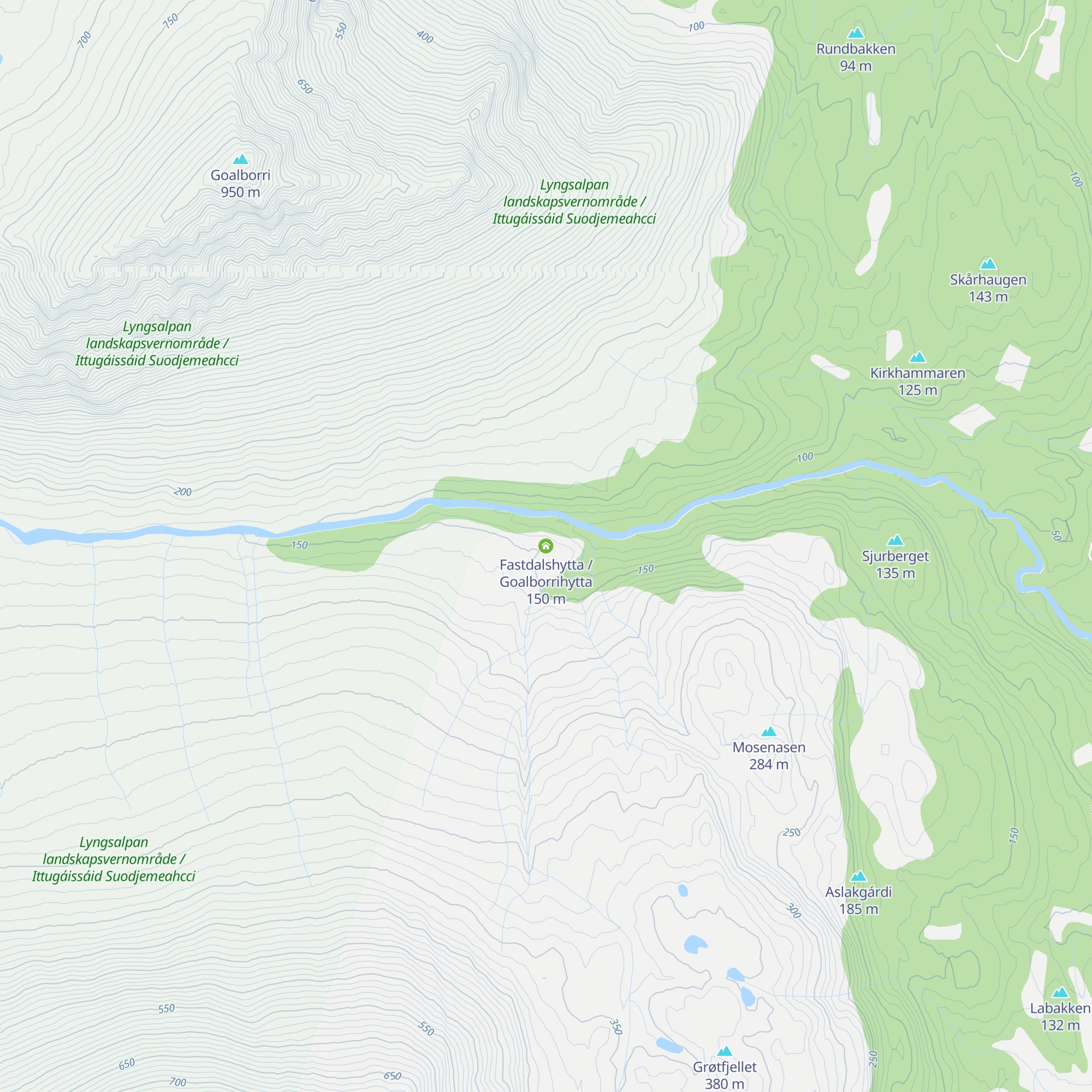 Fastdalshytta / Goalborrihytta map