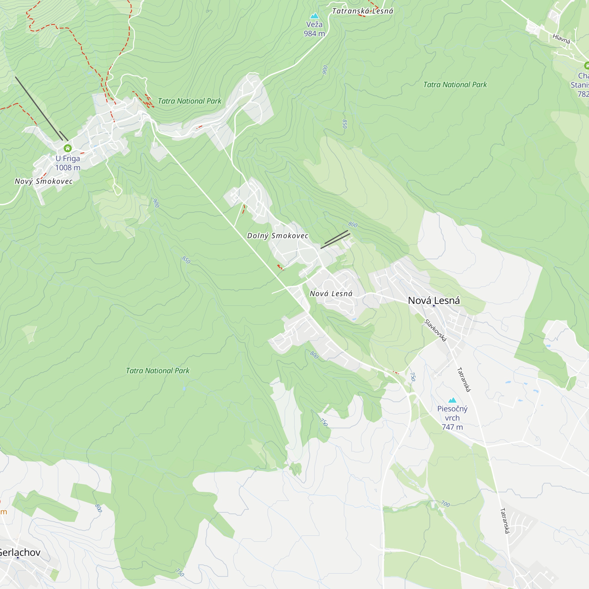 Chata Dolný Smokove - Správa TANAP-u map