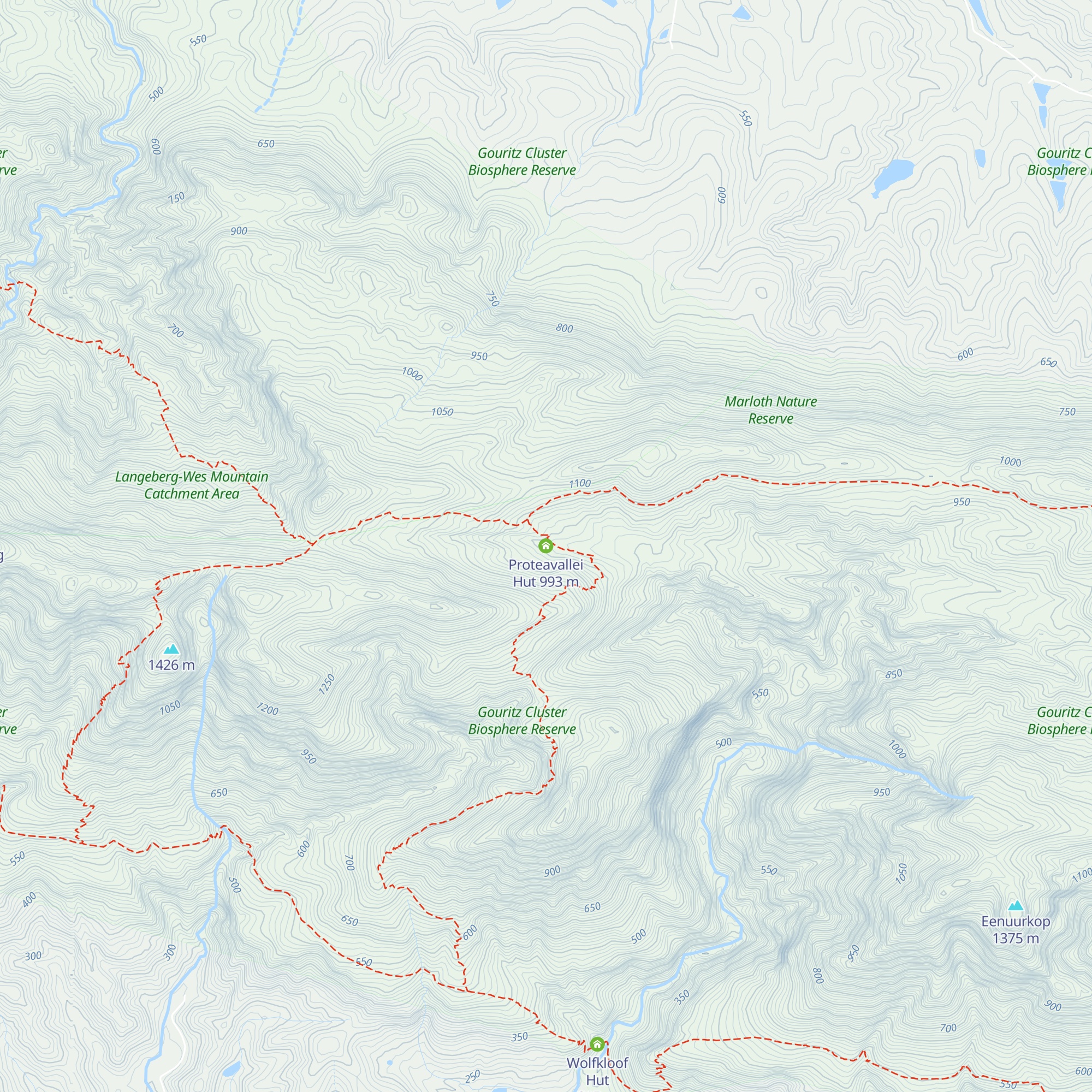 Proteavallei Hut map