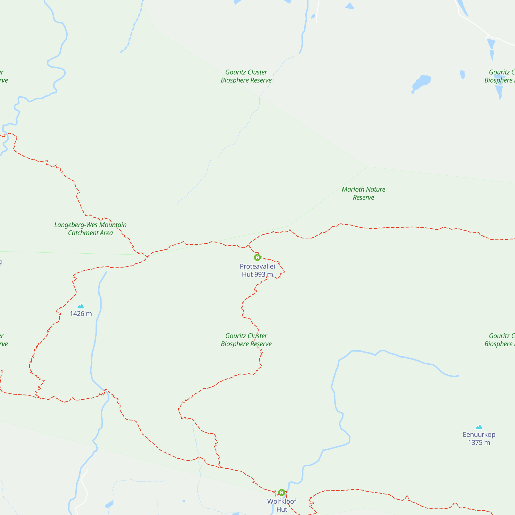 Proteavallei Hut map