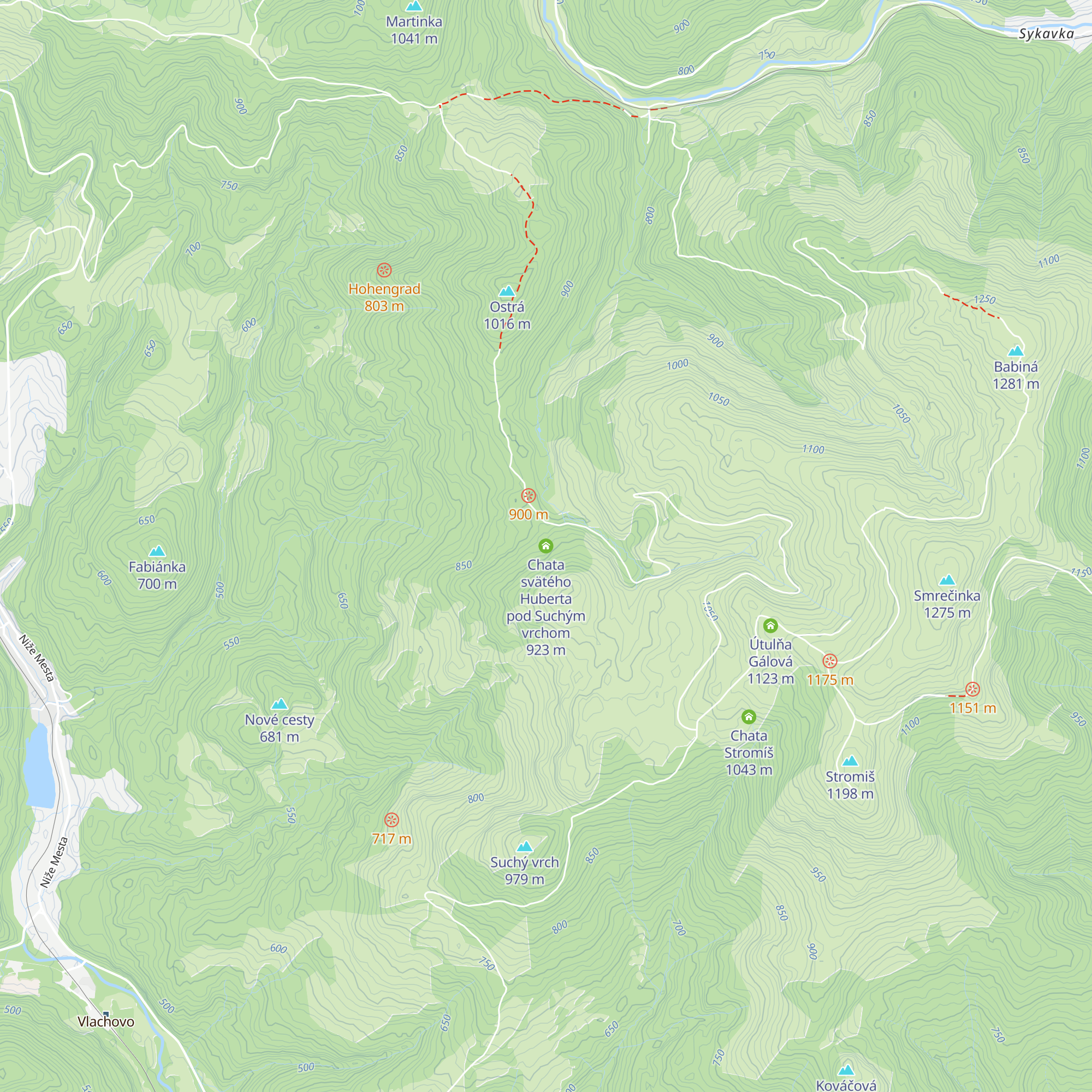 Chata svätého Huberta pod Suchým vrchom map
