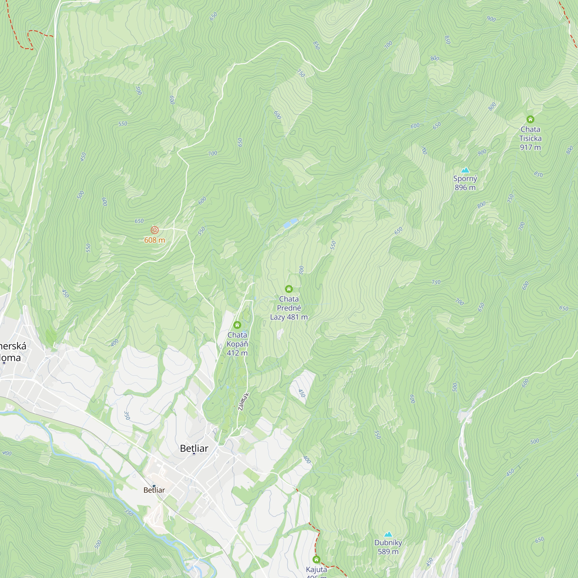 Chata Predné Lazy map