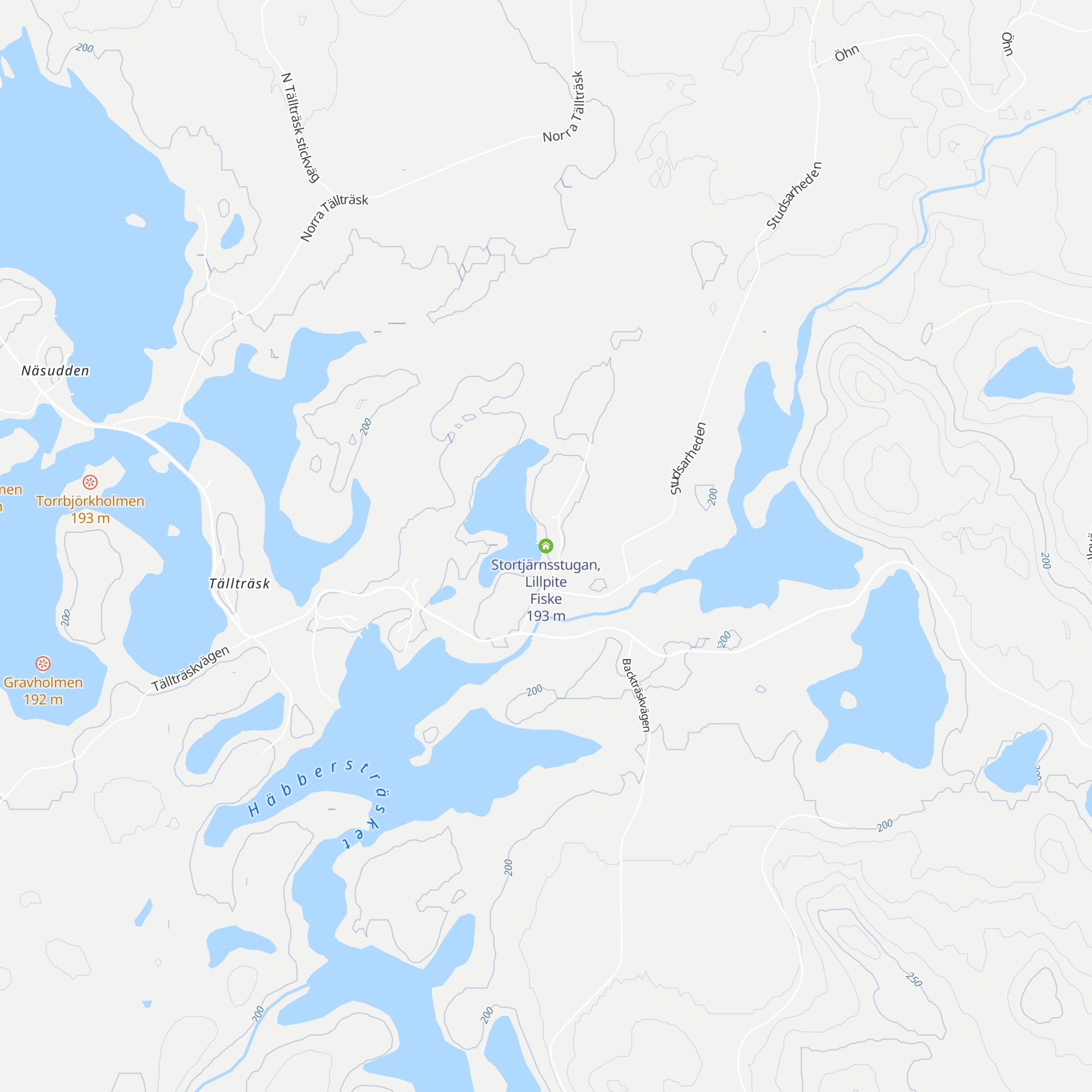 Stortjärnsstugan, Lillpite Fiske map