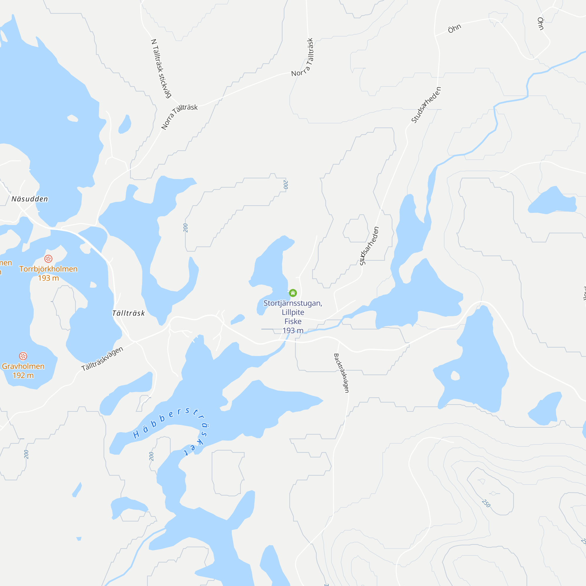 Stortjärnsstugan, Lillpite Fiske map