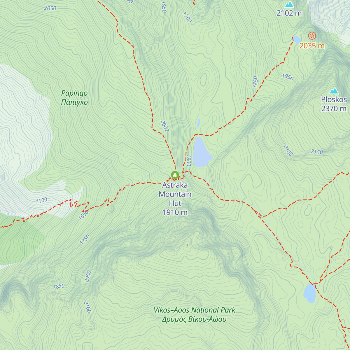 Astraka Mountain Hut map