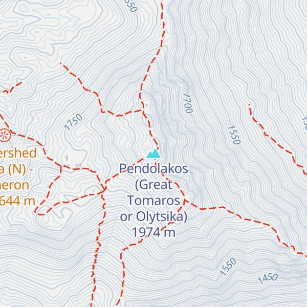 Map of Pendolakos (Great Tomaros or Olytsika)