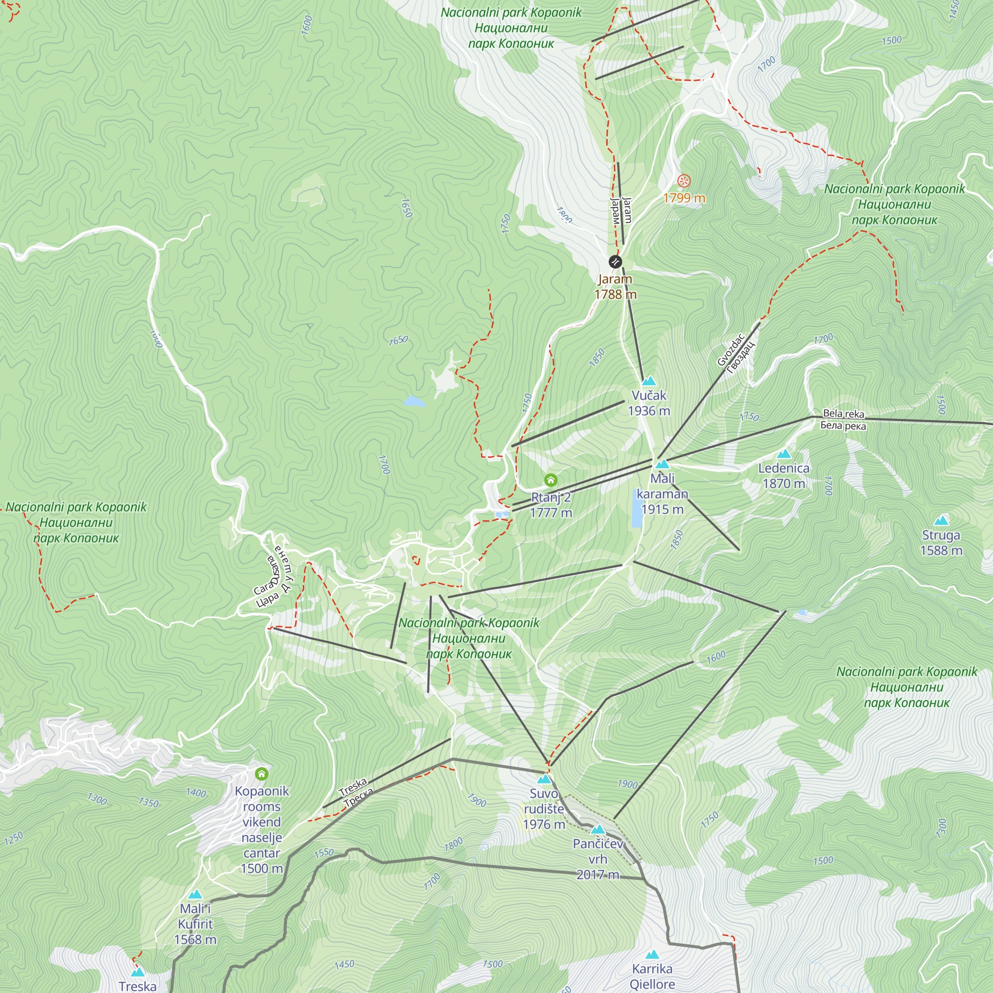 Planinarski dom „Kopaonik” map