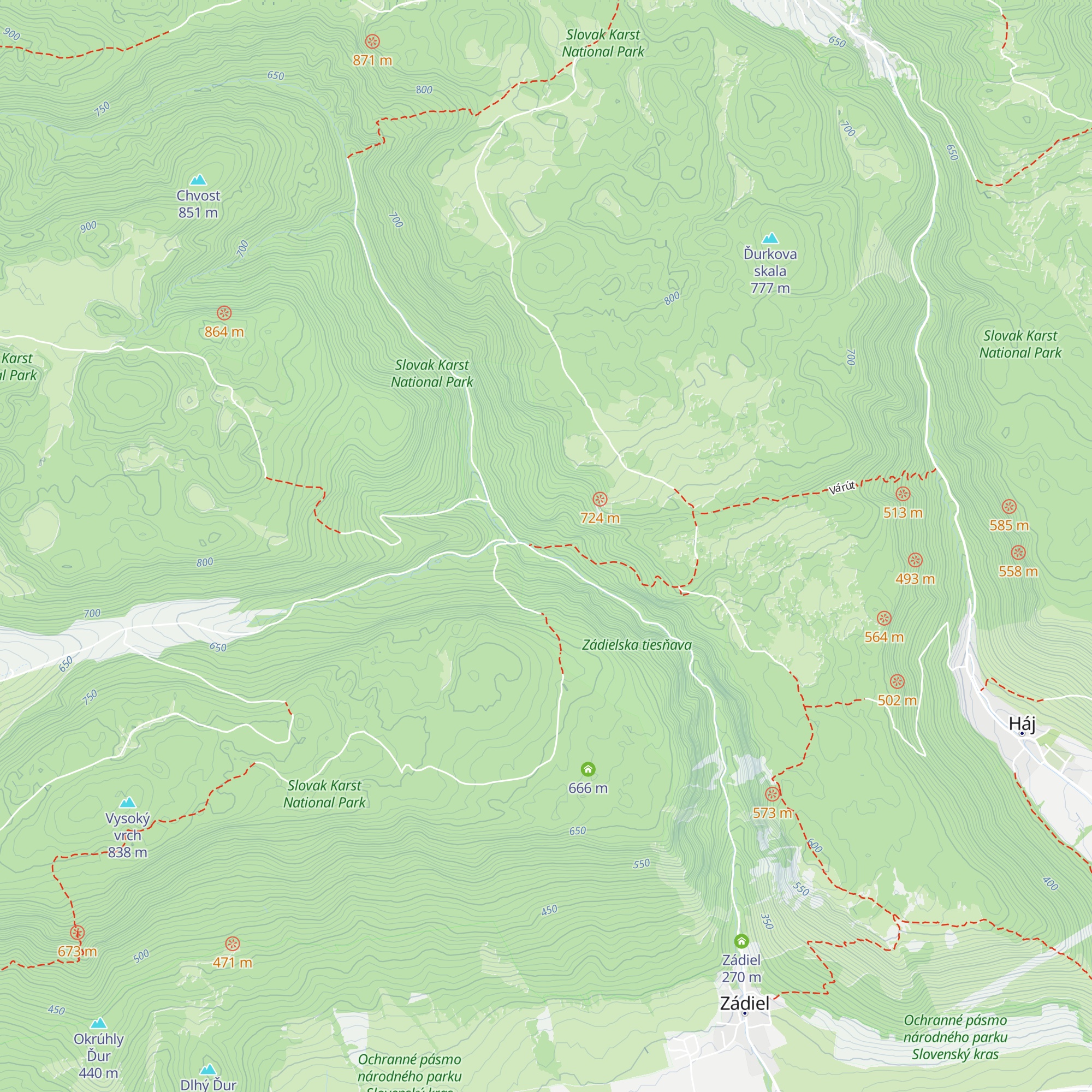 Správa Národného parku Slovenský kras map
