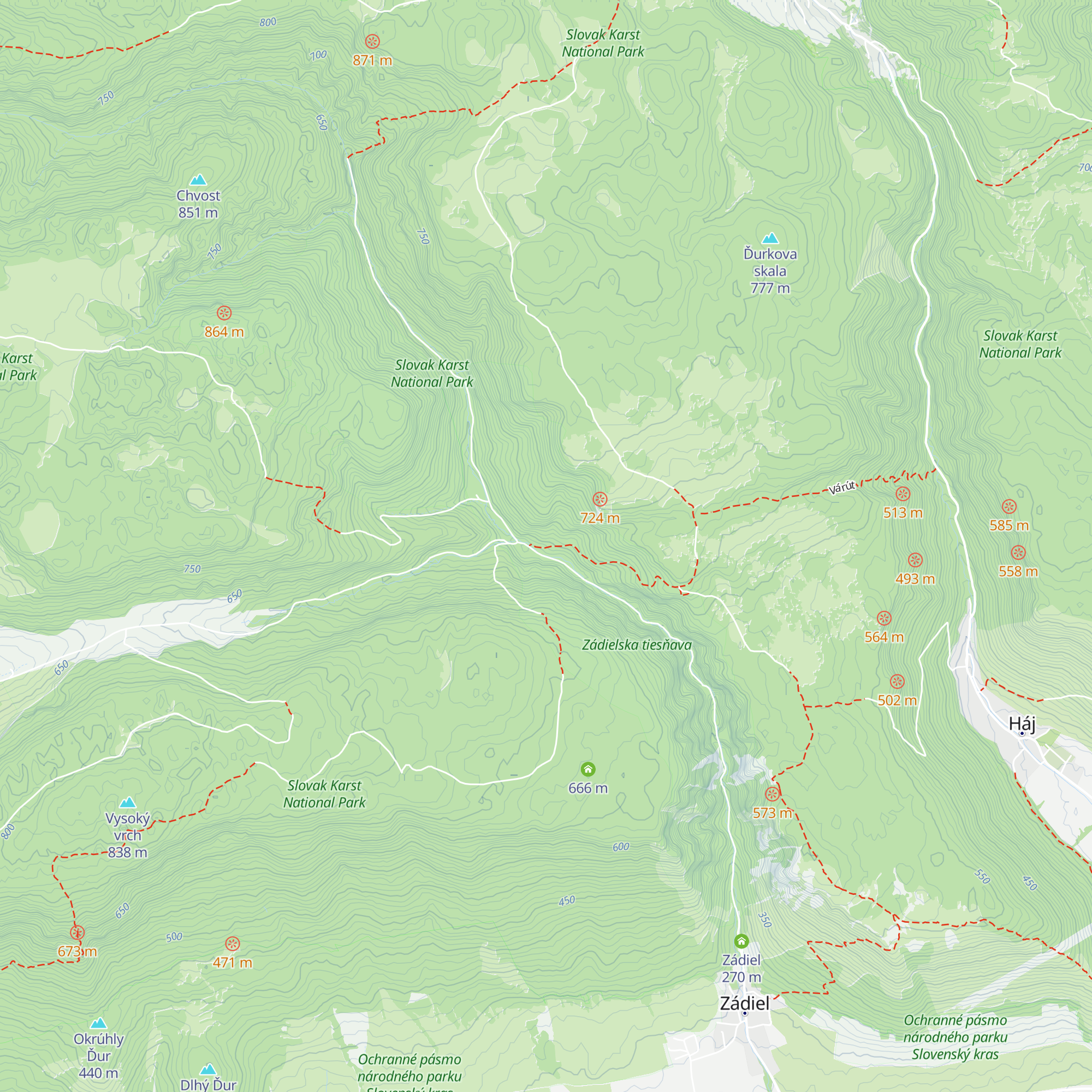 Správa Národného parku Slovenský kras map