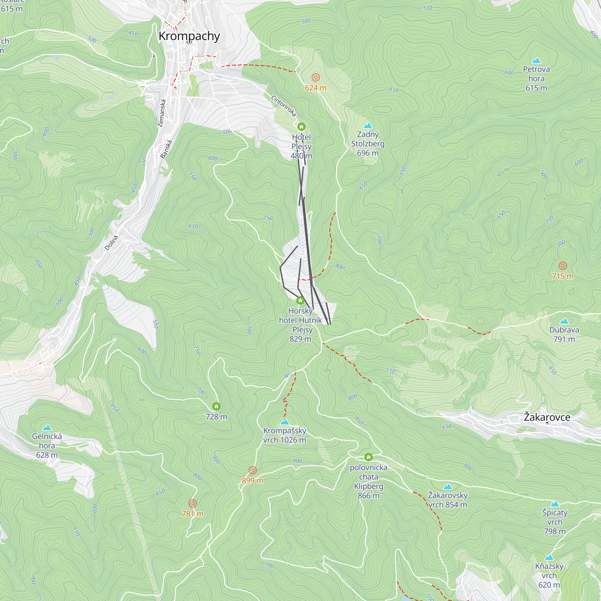 Horský hotel Hutník - Plejsy map