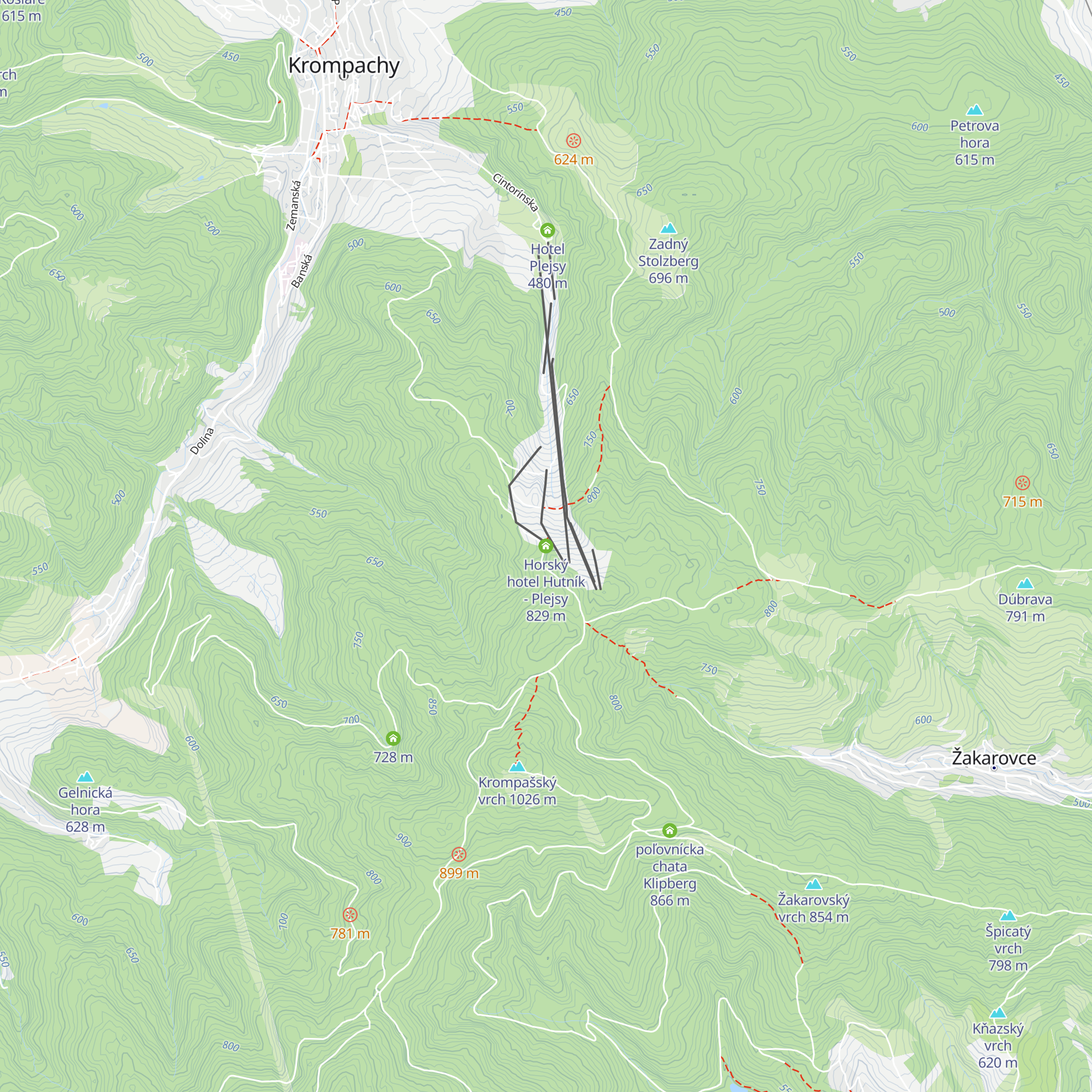 Horský hotel Hutník - Plejsy map