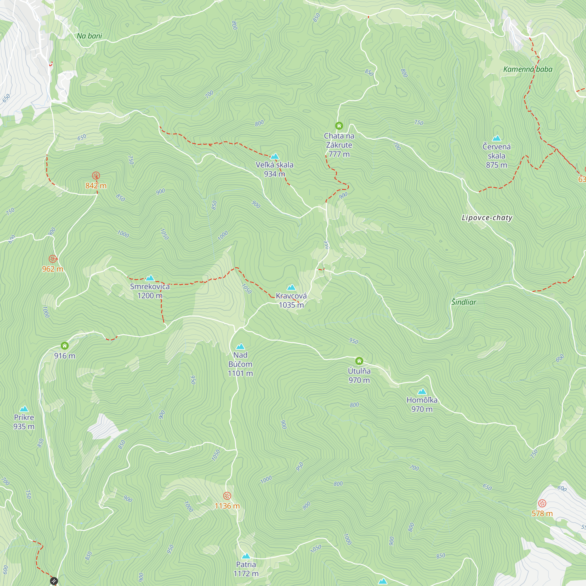 Poľovnícka chata na Kravcovej map