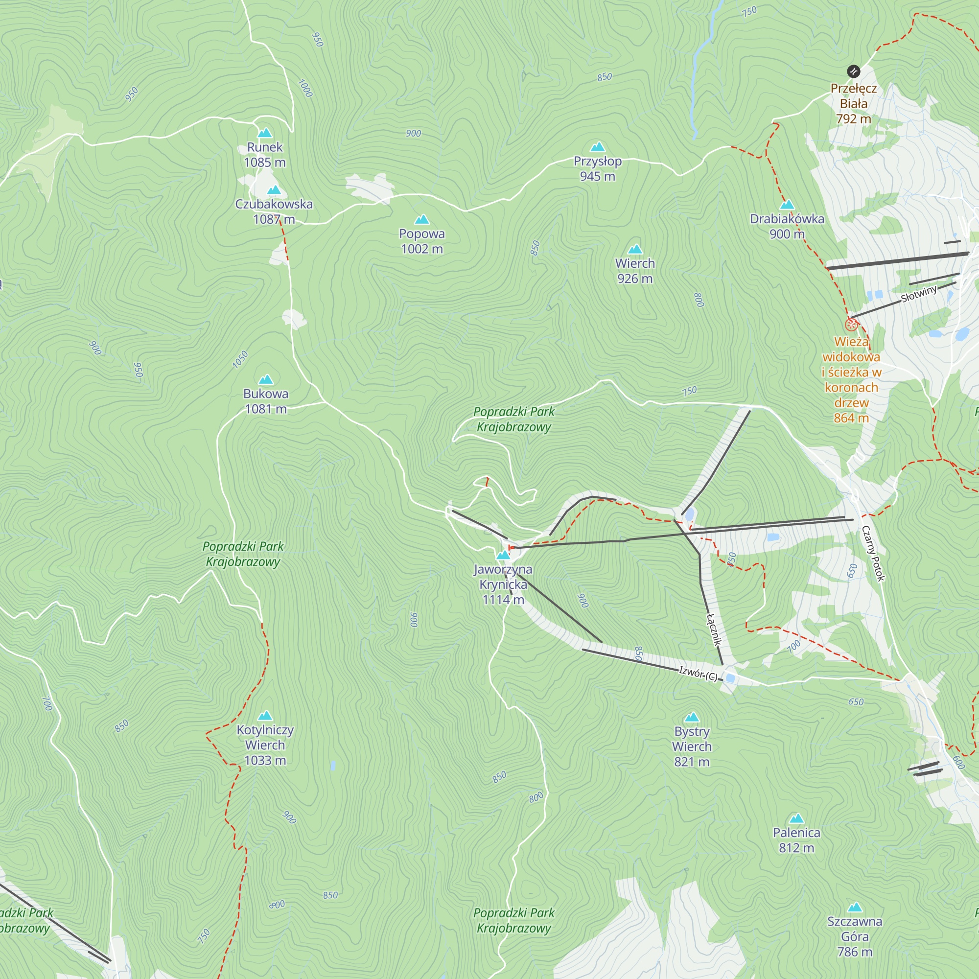 Schronisko PTTK Jaworzyna Krynicka map