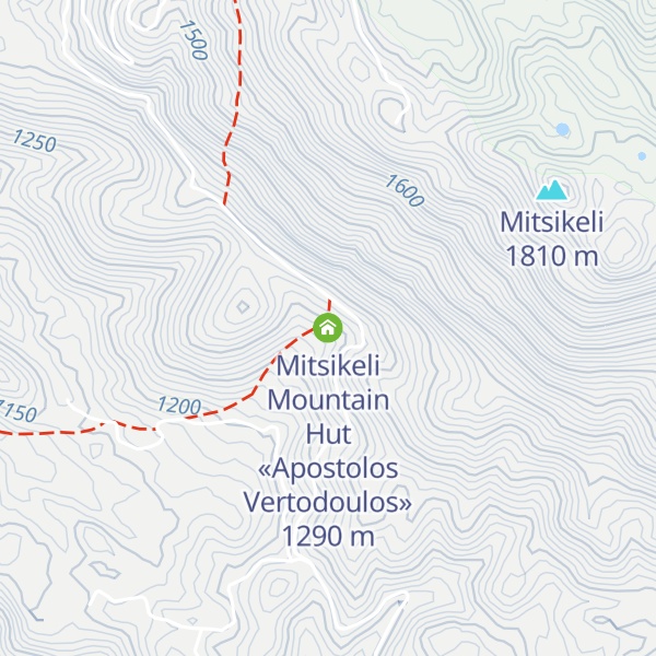 Map of Mitsikeli Mountain Hut «Apostolos Vertodoulos»