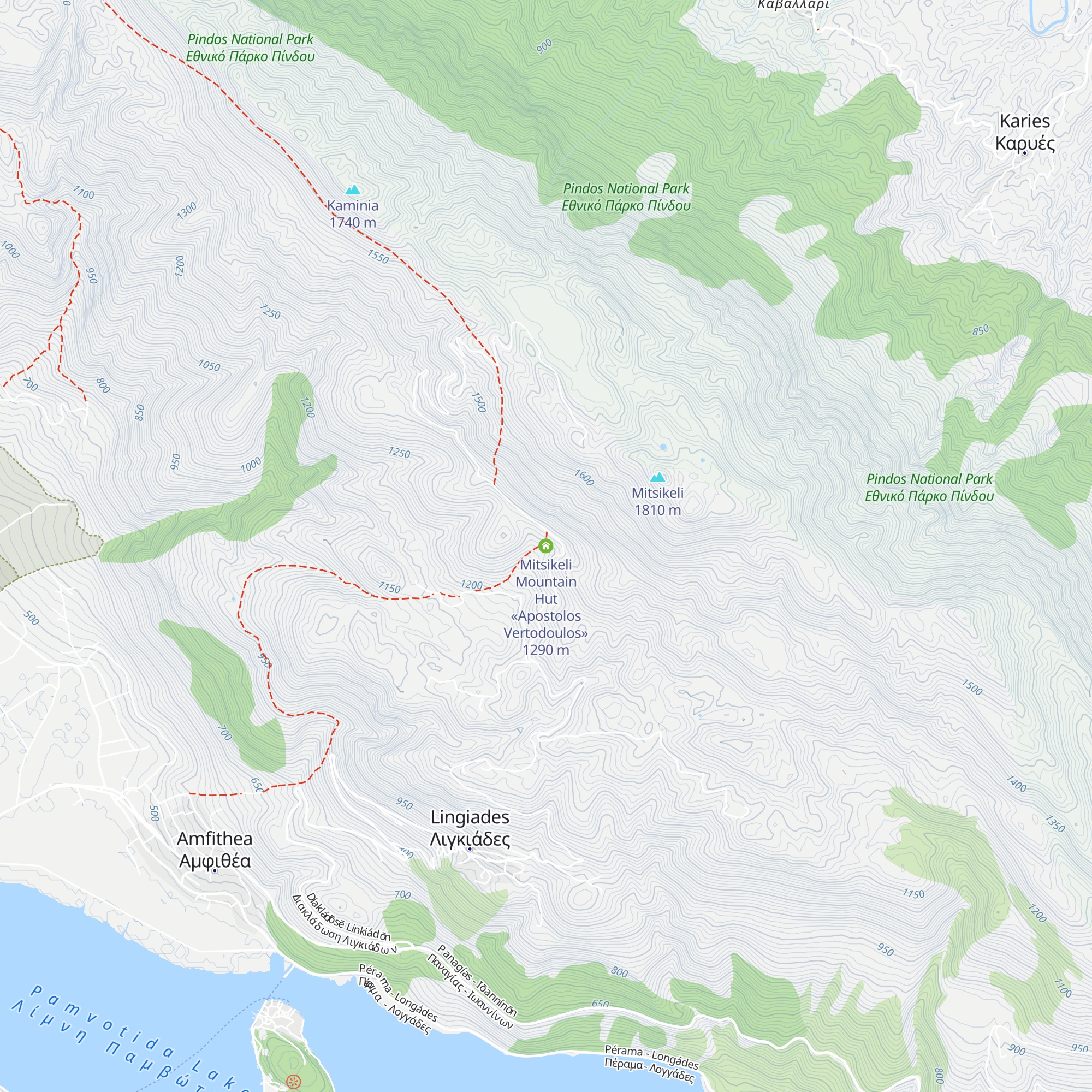 Mitsikeli Mountain Hut «Apostolos Vertodoulos» map