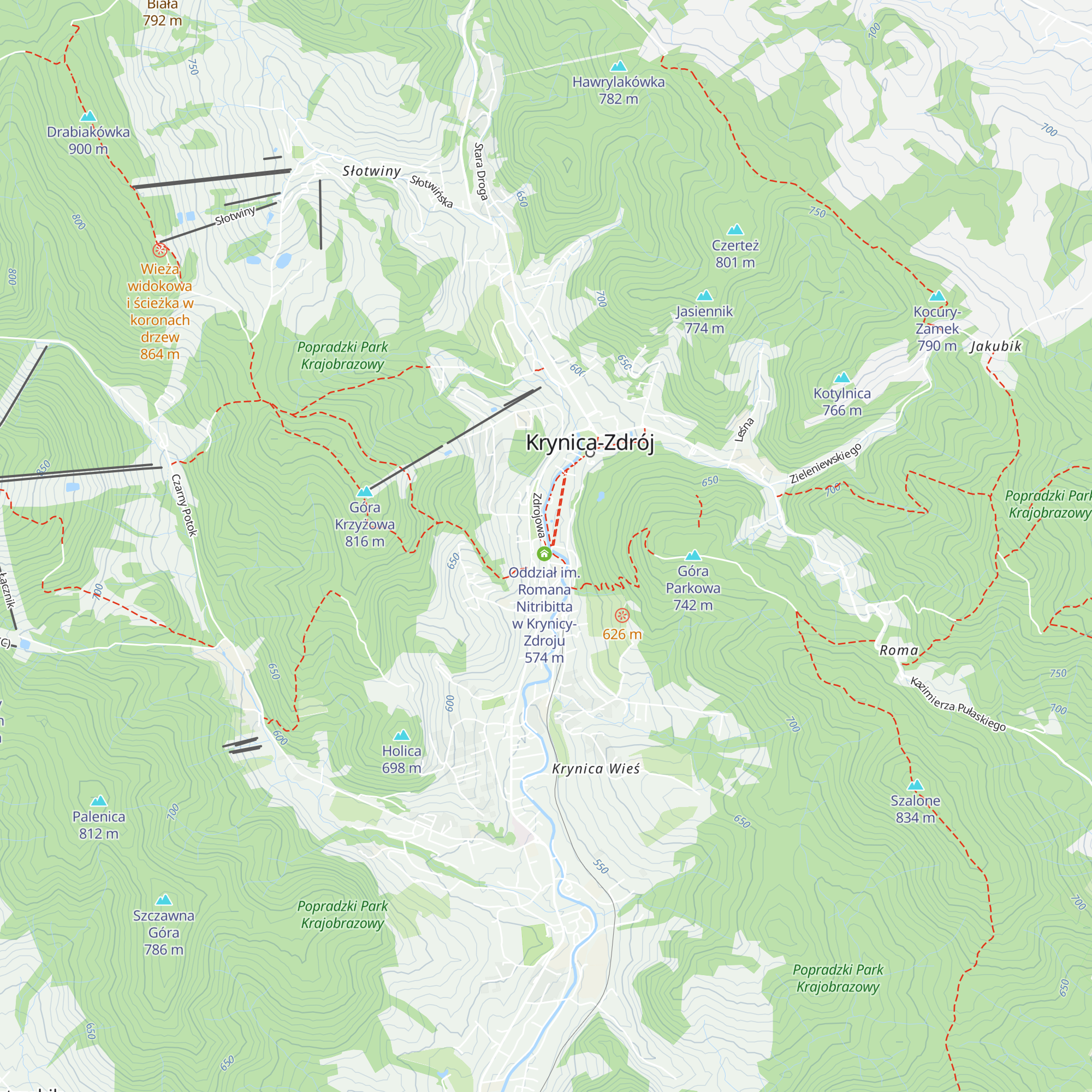 Informacja turystyczna Krynica-Zdrój map