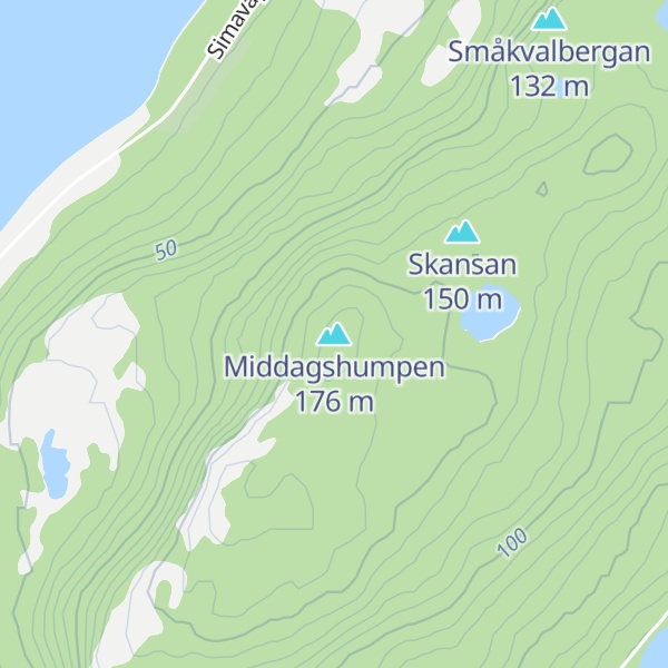 Map of Middagshumpen