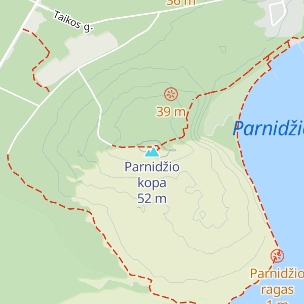Map of Parnidžio kopa